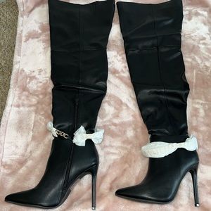 Black leather boots
